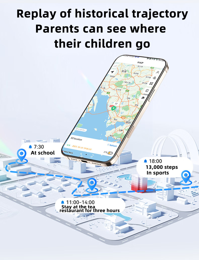 VS06 Health Safe Care with GPS, WiFi Location, SOS Emergency One-click Health Monitoring with Fall Detection Kids Smart Watch